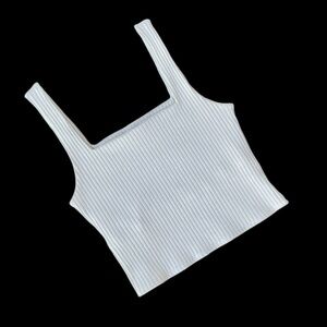 Elegant White Ribbed Crop Top